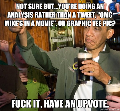 Not sure but...you're doing an analysis rather than a tweet, 