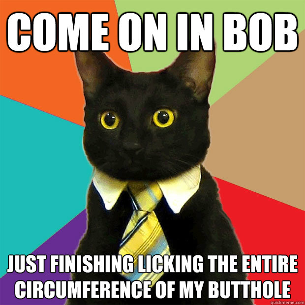 come on in bob just finishing licking the entire circumference of my butthole - come on in bob just finishing licking the entire circumference of my butthole  Business Cat