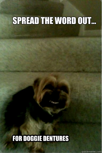 Spread the word out... For doggie dentures  Smile Dog