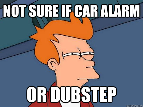 not sure if car alarm OR dubstep  Futurama Fry