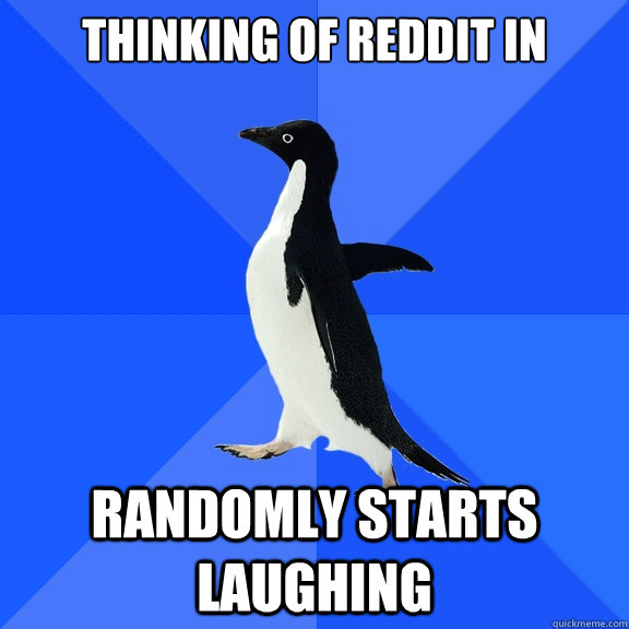 Thinking of reddit in public randomly starts laughing  Socially Awkward Penguin