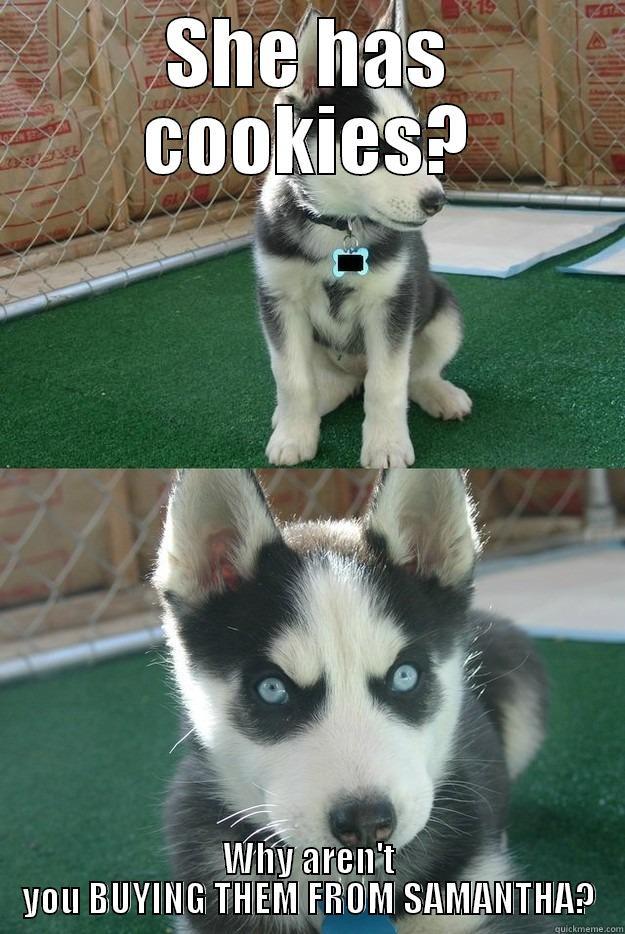 SHE HAS COOKIES? WHY AREN'T YOU BUYING THEM FROM SAMANTHA? Insanity puppy