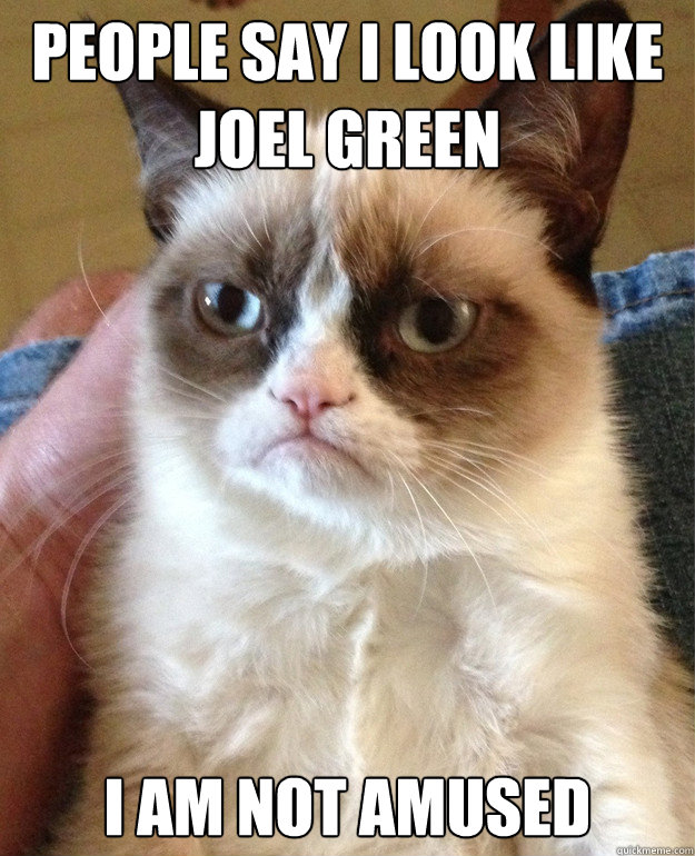 People say i look like joel green I am not amused  Grumpy Cat