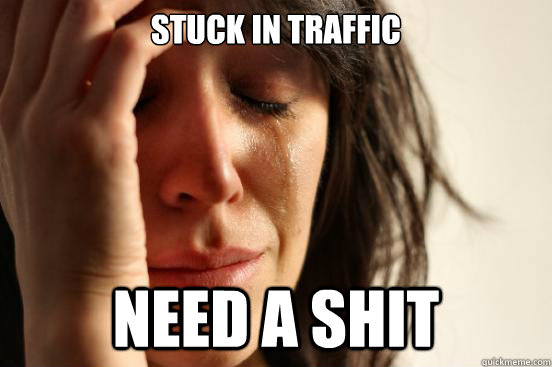 Stuck in traffic need a shit  First World Problems