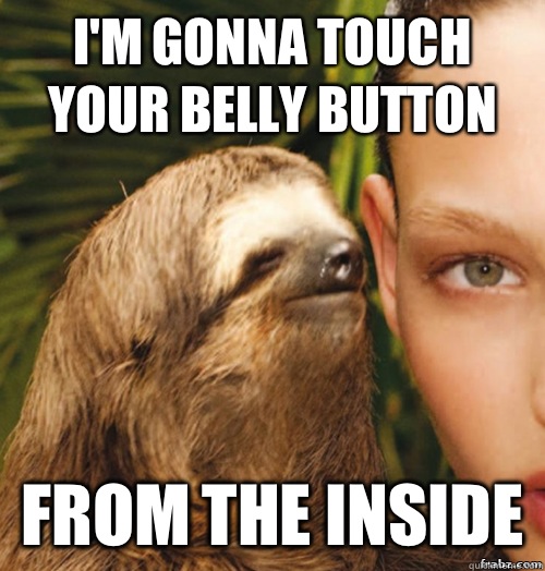 I'm gonna touch your belly button From the inside  rape sloth