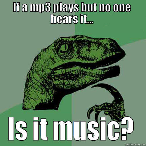 IF A MP3 PLAYS BUT NO ONE HEARS IT... IS IT MUSIC? Philosoraptor