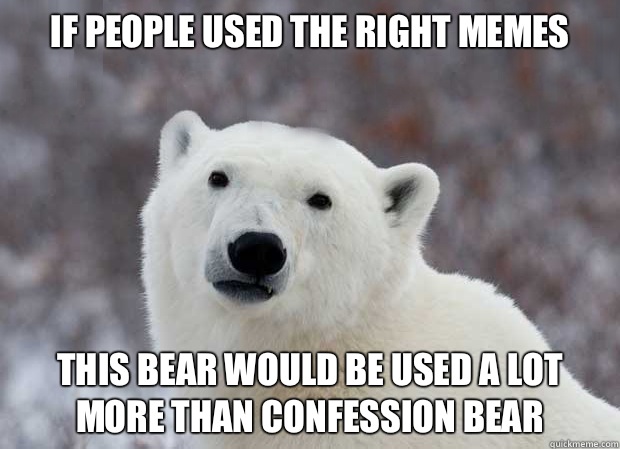 If people used the right memes This bear would be used a lot more than confession bear  Popular Opinion Polar Bear