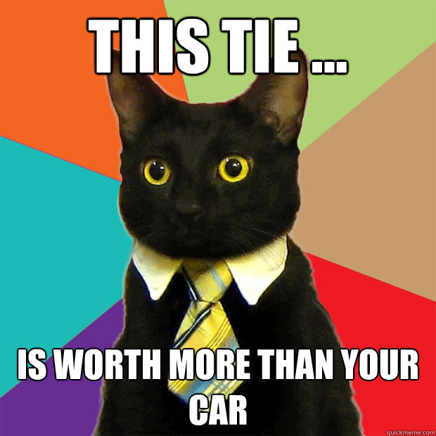 This tie ... is worth more than your car  Business Cat