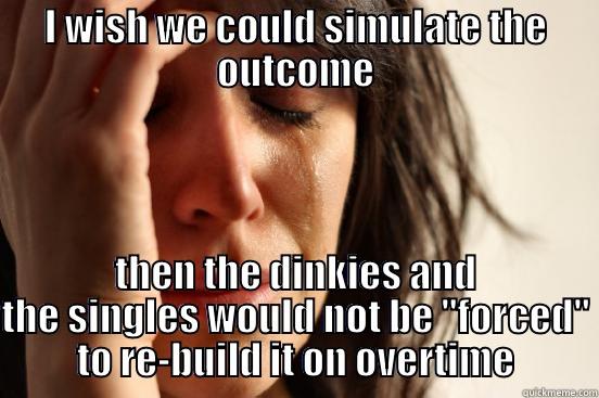 I wish we could simulate the outcome - I WISH WE COULD SIMULATE THE OUTCOME THEN THE DINKIES AND THE SINGLES WOULD NOT BE 