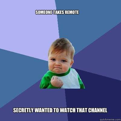 someone takes remote   secretly wanted to watch that channel  Success Kid