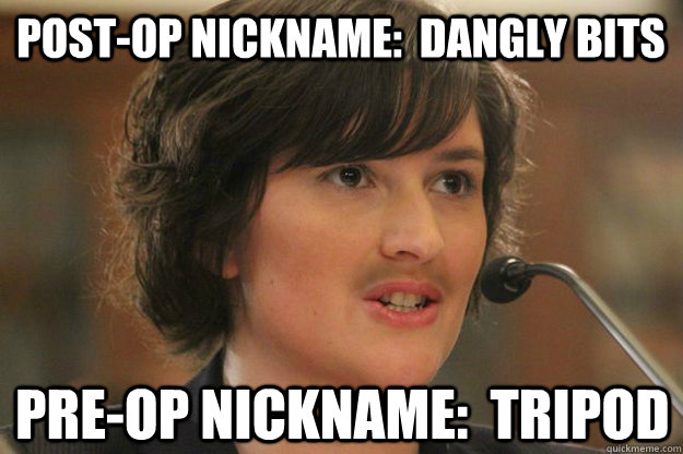 POST-OP NICKNAME:  DANGLY BITS PRE-OP NICKNAME:  TRIPOD - POST-OP NICKNAME:  DANGLY BITS PRE-OP NICKNAME:  TRIPOD  Slut Sandra Fluke