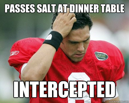 Passes salt at dinner table Intercepted  Off The Mark Sanchez