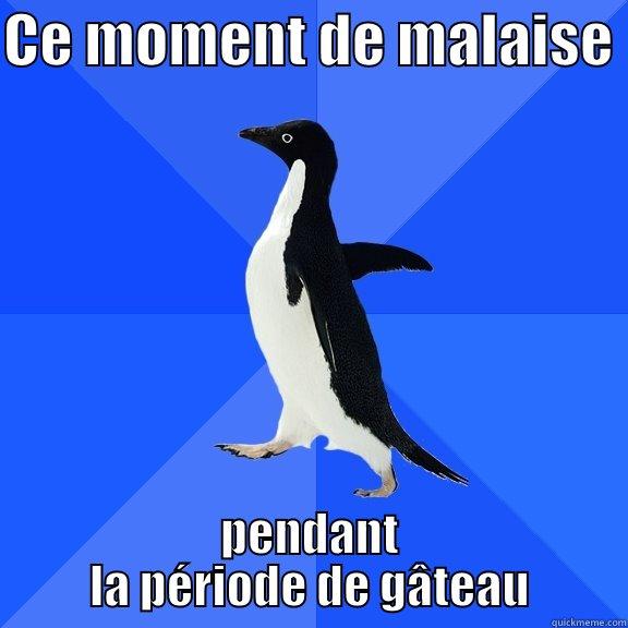 CE MOMENT DE MALAISE  PENDANT LA PÉRIODE DE GÂTEAU Socially Awkward Penguin