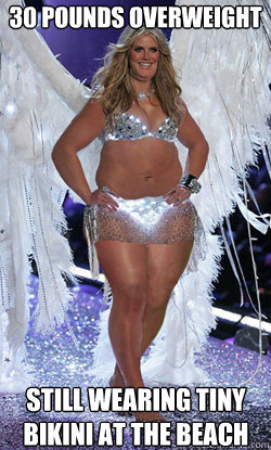 30 pounds overweight still wearing tiny bikini at the beach - 30 pounds overweight still wearing tiny bikini at the beach  Typical American Woman