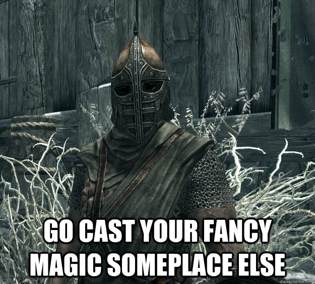  Go cast your fancy magic someplace else -  Go cast your fancy magic someplace else  Skyrim Guard