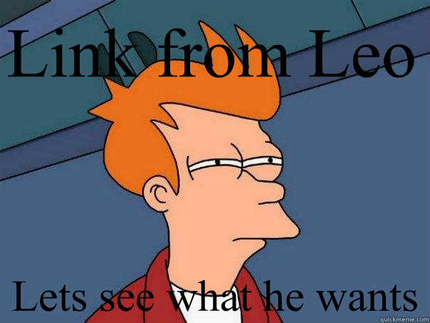 Link from Leo Lets see what he wants  Futurama Fry