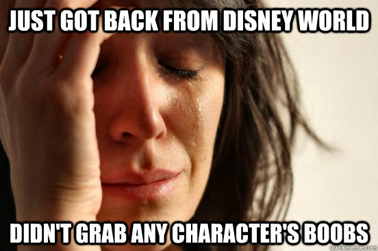 Just got back from Disney World Didn't grab any character's Boobs  First World Problems