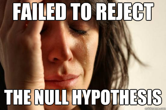 failed to reject the null hypothesis  - failed to reject the null hypothesis   First World Problems