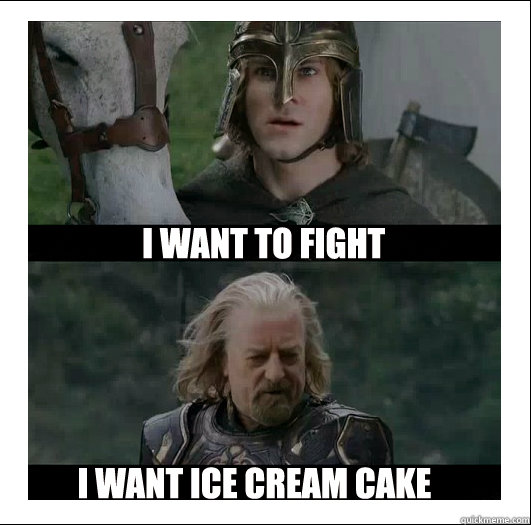 Top caption Bottom caption - Top caption Bottom caption  Lord of the ring I want ice cream cake