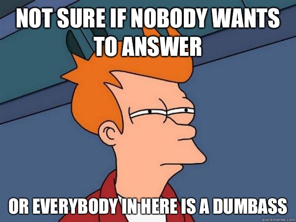 Not sure if nobody wants to answer Or everybody in here is a dumbass  Futurama Fry