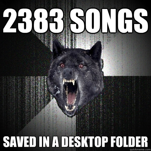 2383 songs saved in a desktop folder  Insanity Wolf