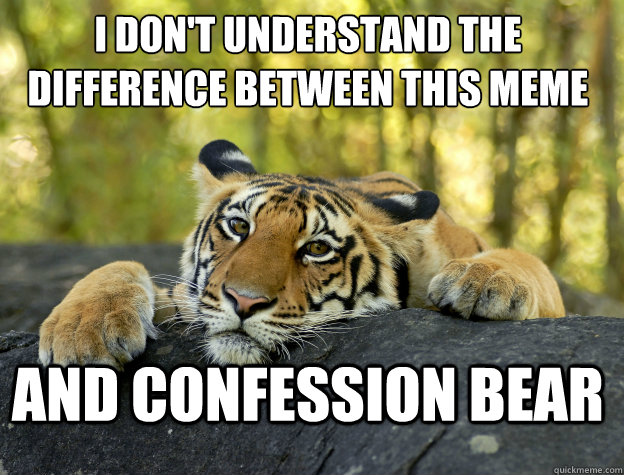 i don't understand the difference between this meme and confession bear  Confession Tiger