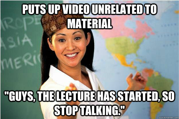 Puts up video unrelated to material 