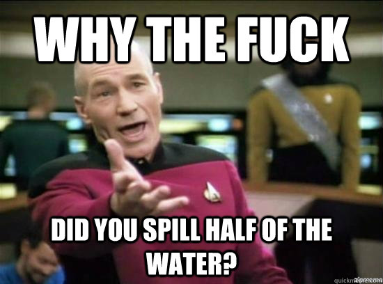 Why the fuck did you spill half of the water?  Annoyed Picard HD