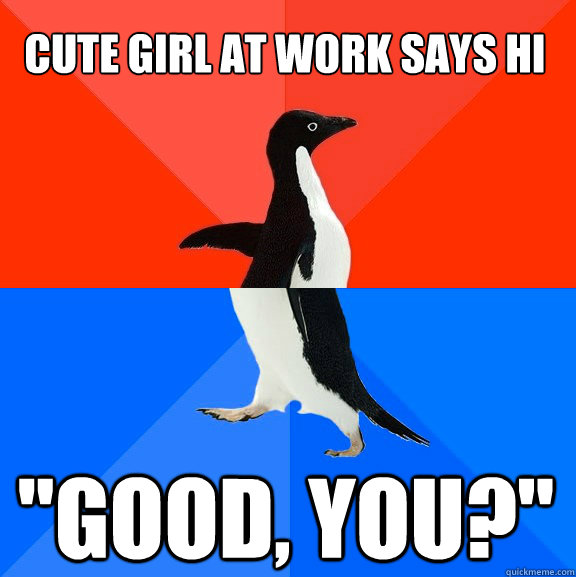 cute girl at work says hi 