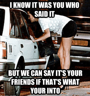 I know it was you who said it But we can say it's your friends if that's what your into  Karma Whore