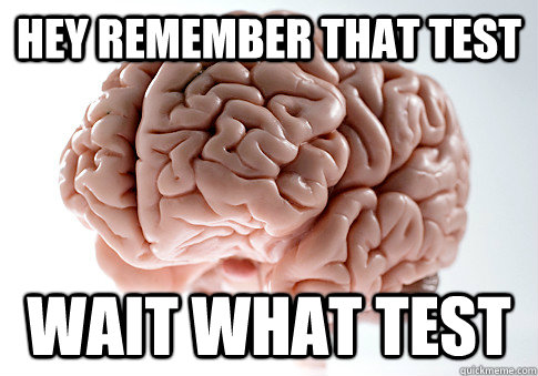 hey remember that test wait what test  Scumbag Brain
