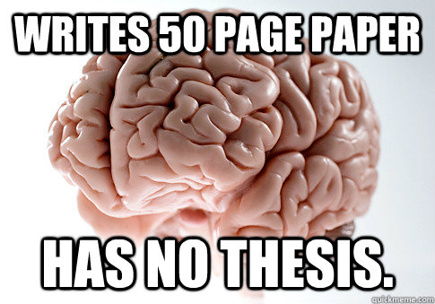 Writes 50 page paper Has no thesis.  Scumbag