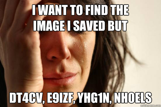 I want to find the image i saved but dT4Cv, e9iZf, yHg1n, nH0els  First World Problems