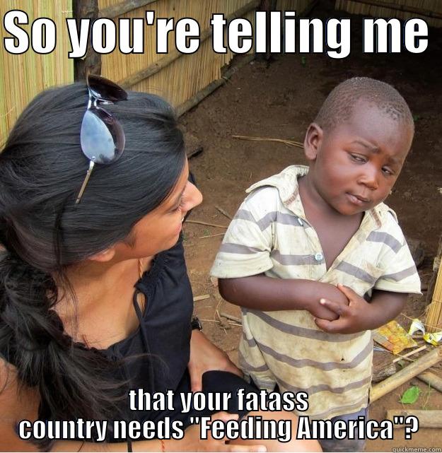 SO YOU'RE TELLING ME  THAT YOUR FATASS COUNTRY NEEDS 