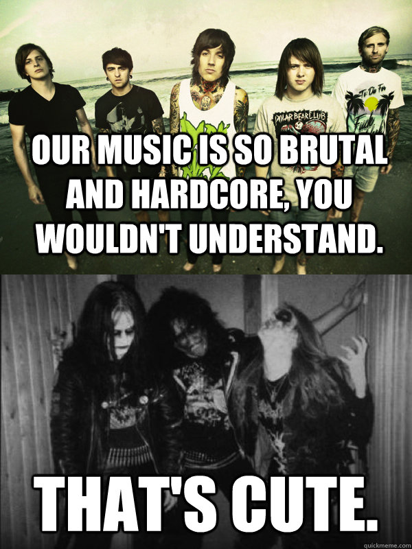 Our music is so brutal and hardcore, you wouldn't understand. That's cute. - Our music is so brutal and hardcore, you wouldn't understand. That's cute.  Misc