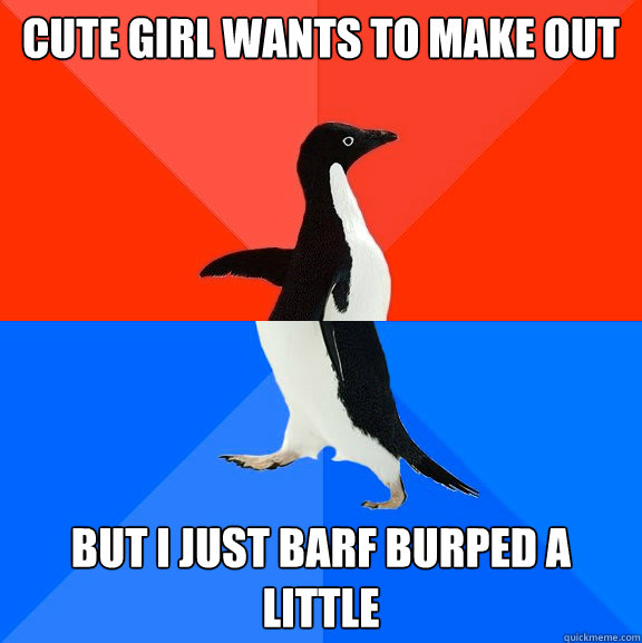 Cute girl wants to make out But I just barf burped a little  Socially Awesome Awkward Penguin