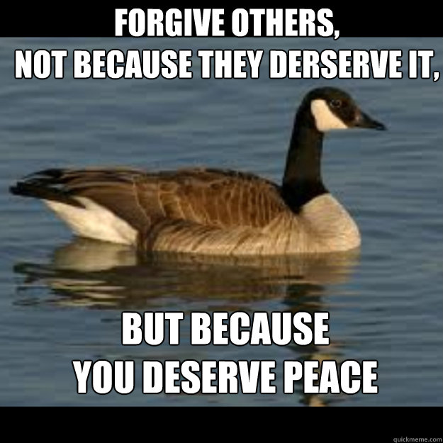 Forgive others, 
not because they derserve it,  but because 
you deserve peace - Forgive others, 
not because they derserve it,  but because 
you deserve peace  Actual Advice Canada Goose