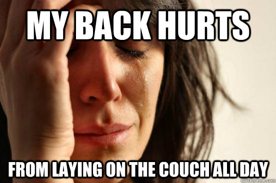 My Back Hurts From laying on the couch all day  First World Problems