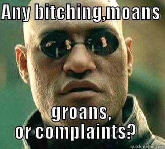 ANY BITCHING,MOANS                 GROANS, OR COMPLAINTS?    Matrix Morpheus