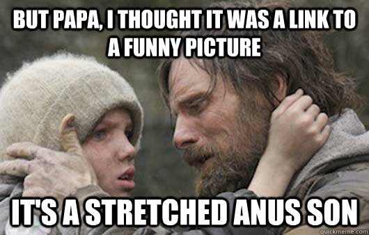 But papa, I thought it was a link to a funny picture  It's a stretched anus son   Viggo Explains Reddit