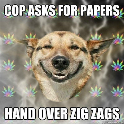 Cop asks for papers hand over zig zags - Cop asks for papers hand over zig zags  Stoner Dog