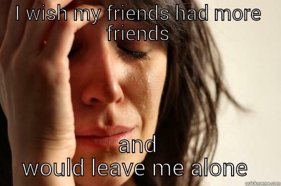 I WISH MY FRIENDS HAD MORE FRIENDS AND WOULD LEAVE ME ALONE  First World Problems