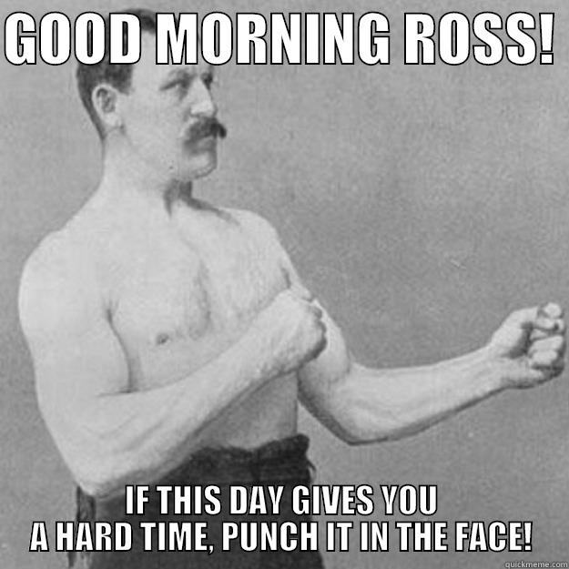 GOOD MORNING ROSS!  IF THIS DAY GIVES YOU A HARD TIME, PUNCH IT IN THE FACE! overly manly man