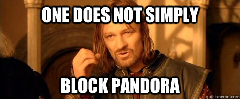 One does not simply Block Pandora  One Does Not Simply
