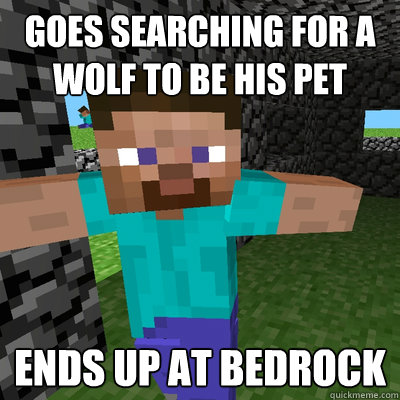 Goes searching for a wolf to be his pet Ends up at bedrock - Goes searching for a wolf to be his pet Ends up at bedrock  Sidetracked Steve