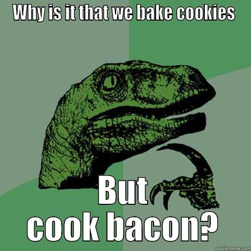 WHY IS IT THAT WE BAKE COOKIES BUT COOK BACON? Philosoraptor