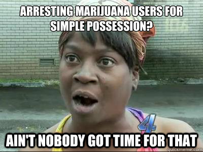 Arresting marijuana users for simple possession? AIN'T NOBODY GOT time FOR THAT - Arresting marijuana users for simple possession? AIN'T NOBODY GOT time FOR THAT  Misc