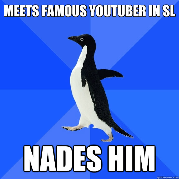 Meets famous youtuber in SL Nades him  Socially Awkward Penguin