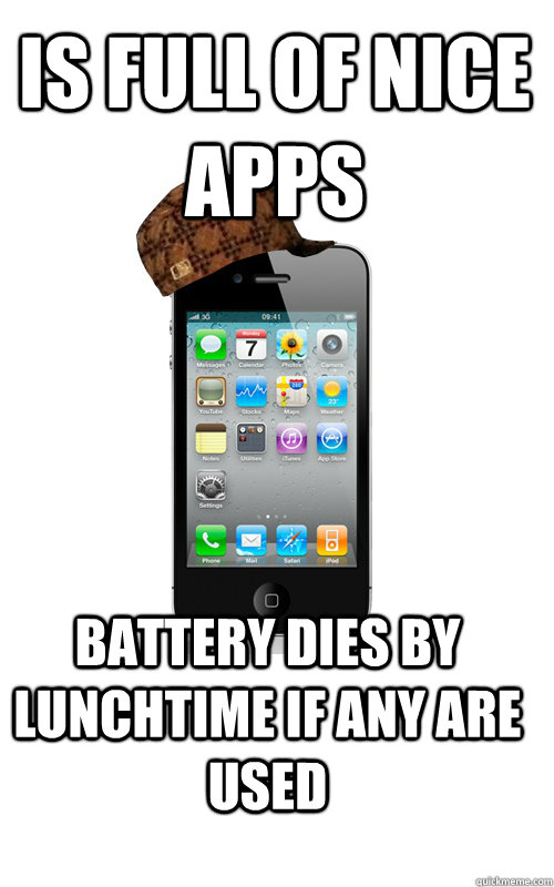 is full of nice apps battery dies by lunchtime if any are used  