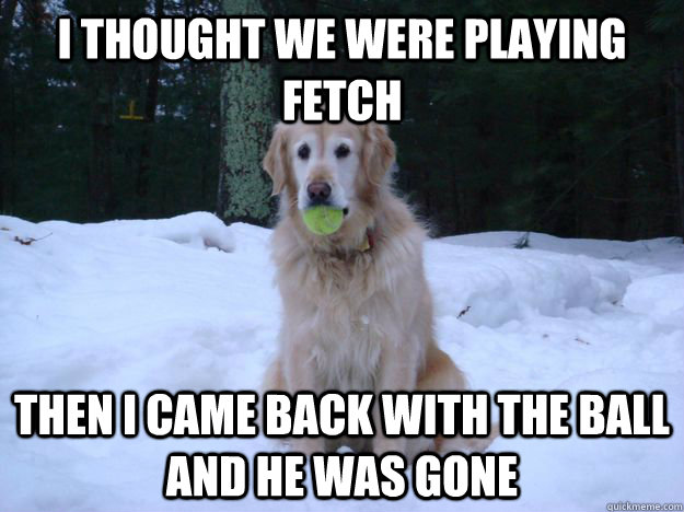 I thought we were playing fetch then i came back with the ball and he was gone - I thought we were playing fetch then i came back with the ball and he was gone  Abandoned Dog